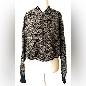 Vintage Bomber animal print zip up sweater early Y2K women’s medium/large